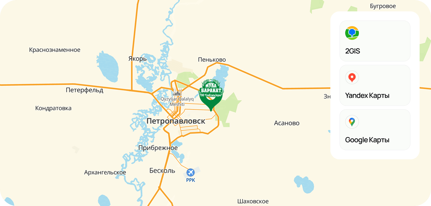 Map showing the office location in Petropavlovsk